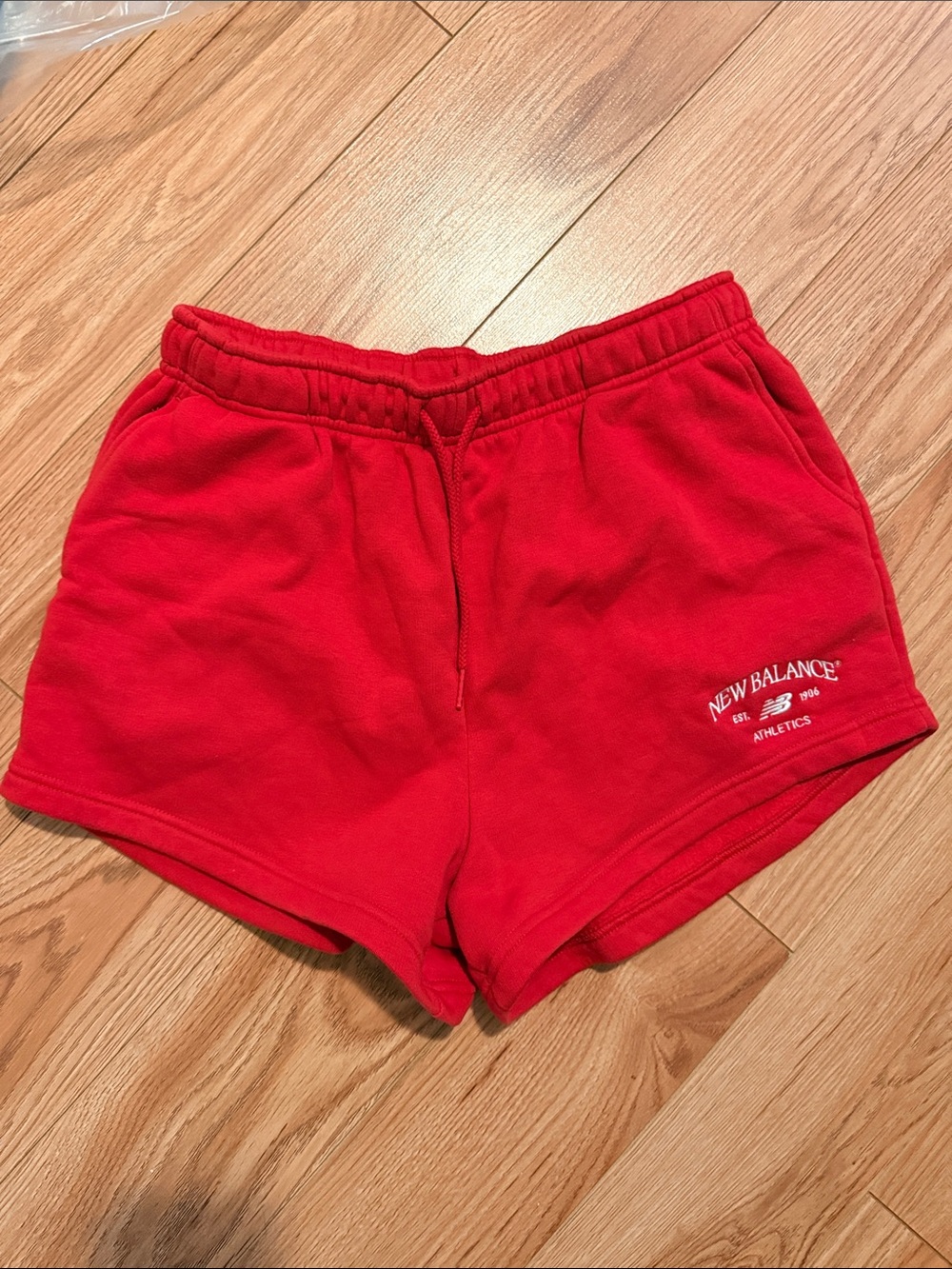 New Balance Women's Red Athletic Shorts with Logo